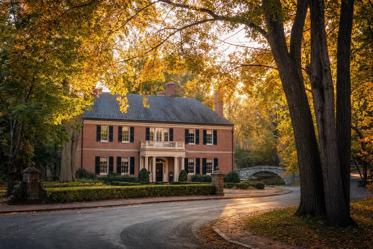 Historic estate home on a tree-lined, Olmsted-designed street in Anchorage, Kentucky